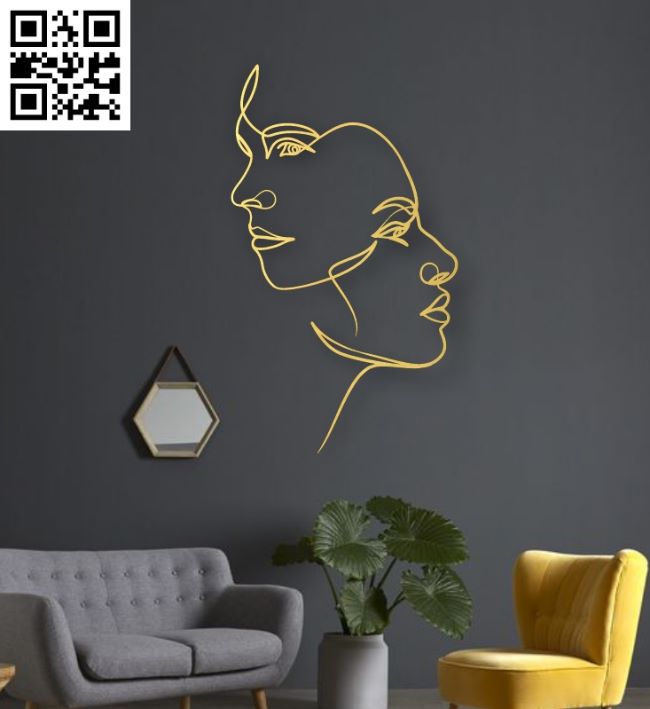 Face line art E0018918 free vector download for laser cut plasma