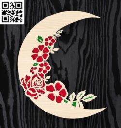 Flowers with moon E0018784 file cdr and dxf free vector download for laser cut plasma