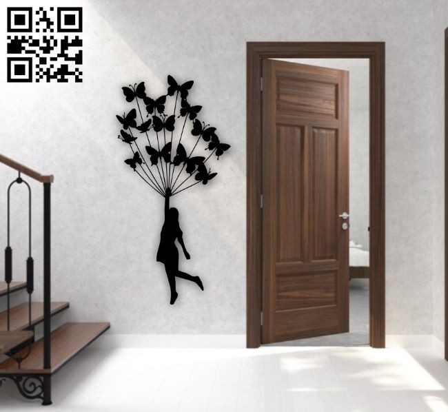 Girl with butterflies E0018752 file cdr and dxf free vector download for laser cut plasma