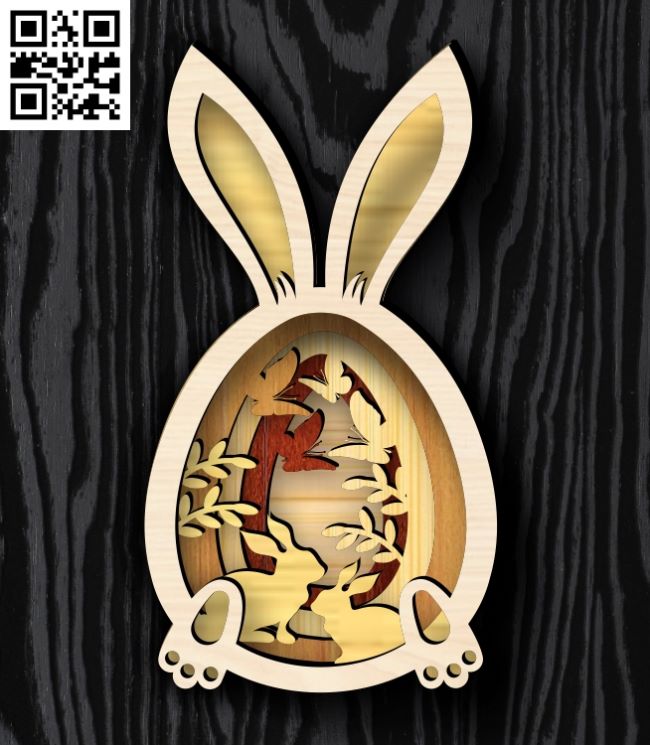 Layered easter bunny egg E0018873 file cdr and dxf free vector download for laser cut