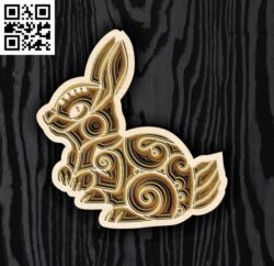 Layered rabbit E0018717 file cdr and dxf free vector download for laser cut