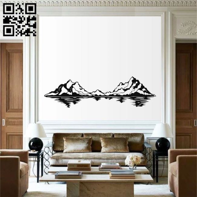 Mountain wall decor E0018728 file cdr and dxf free vector download for laser cut plasma