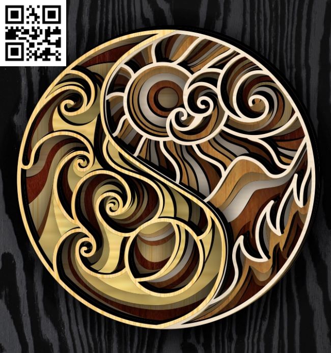 Multilayer Yin and yang E0018831 file cdr and dxf free vector download for laser cut