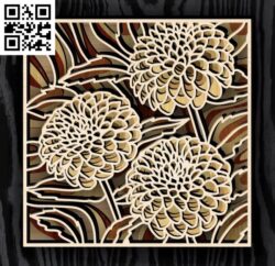 Multilayer chrysanthemums E0018679 file cdr and dxf free vector download for laser cut