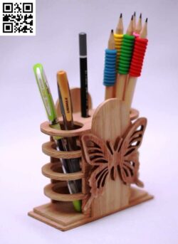 Pencil holder E0018684 file cdr and dxf free vector download for laser cut