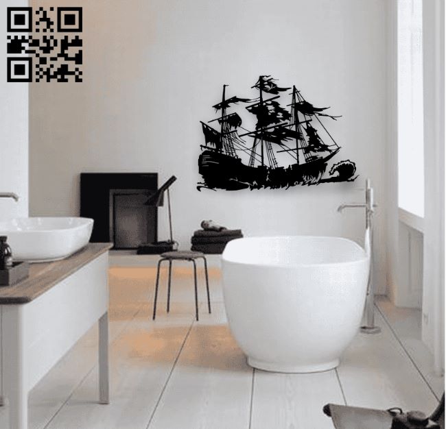 Pirate boat E0018800 file cdr and dxf free vector download for laser cut plasma