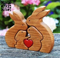 Rabbit family E0018690 file cdr and dxf free vector download for cnc cut
