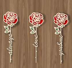 Roses with words E0018761 file cdr and dxf free vector download for laser cut plasma
