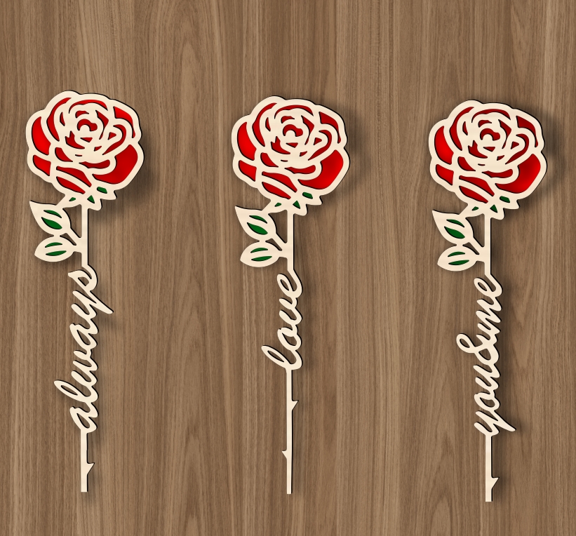 Roses with words E0018761 file cdr and dxf free vector download for laser cut plasma