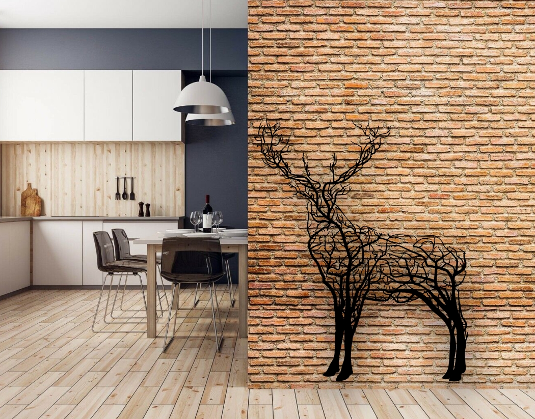 Deer with tree E0018792 file cdr and dxf free vector download for laser cut plasma