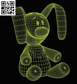 3D illusion led lamp bunny E0018914 free vector download for laser engraving machine