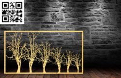 Trees panel E0018770 file cdr and dxf free vector download for laser cut plasma