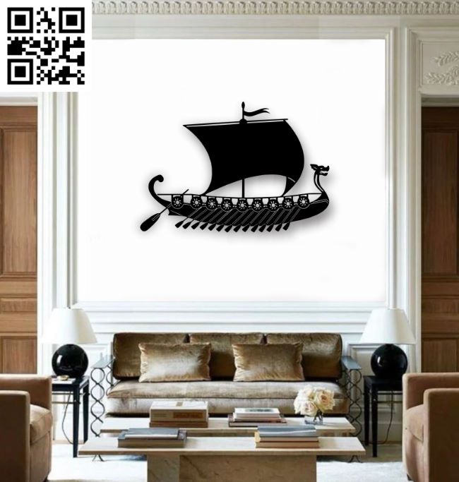 Viking boat E0018773 file cdr and dxf free vector download for laser cut plasma