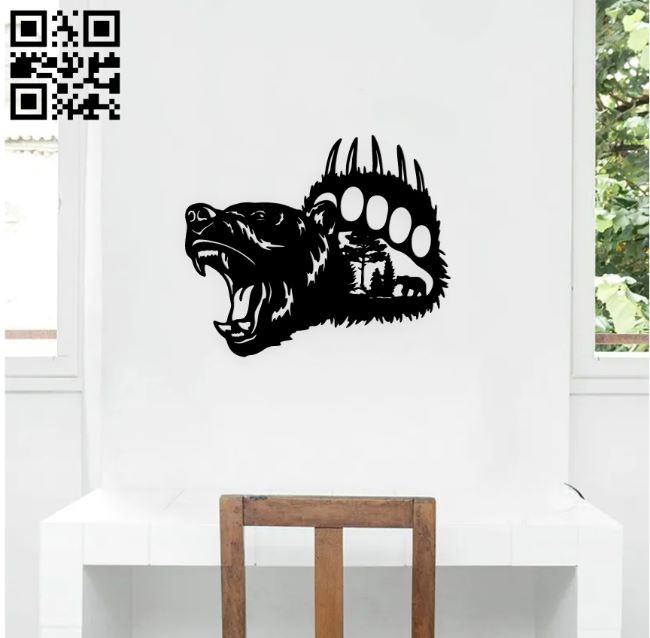Bear paws wall decor E0019020 file cdr and dxf free vector download for laser cut plasma