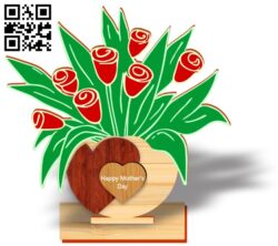 Bouquet for mother’s day E0019104 file cdr and dxf free vector download for laser cut