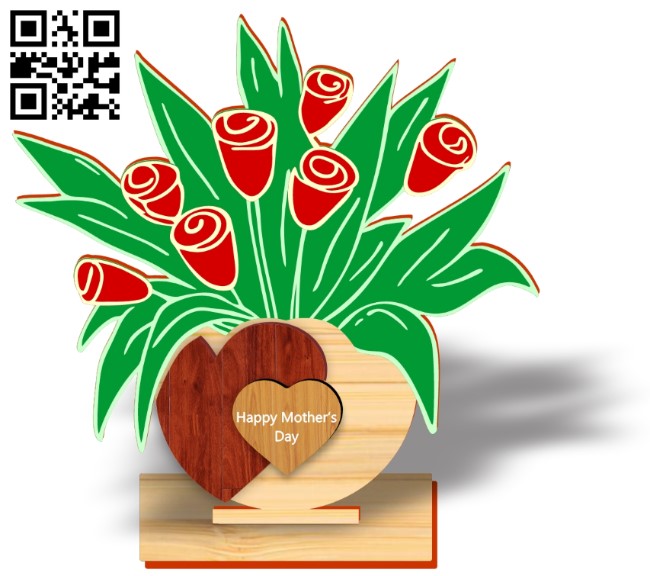 Bouquet for mother's day E0019104 file cdr and dxf free vector download for laser cut