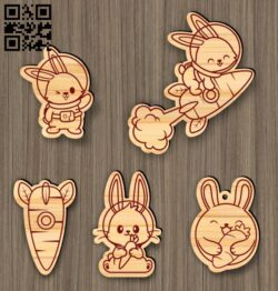 Bunny keychains E0018984 file cdr and dxf free vector download for laser cut