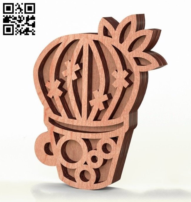 Cactus pot E0019145 file cdr and dxf free vector download for laser cut