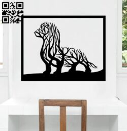 Dog tree wall art E0019167 file cdr and dxf free vector download for laser cut plasma