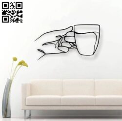 Drinking coffee line art E0018997 file cdr and dxf free vector download for laser cut plasma
