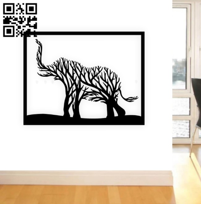 Elephant tree wall art E0019164 file cdr and dxf free vector download for laser cut plasma