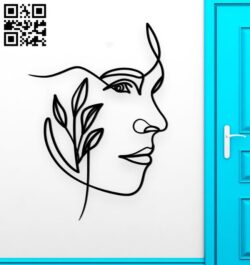 Face with leaves line art E0019052 file cdr and dxf free vector download for laser cut plasma