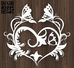 Floral heart butterfly E0019092 file cdr and dxf free vector download for laser cut