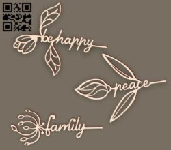 Flower word E0019067 file cdr and dxf free vector download for laser cut