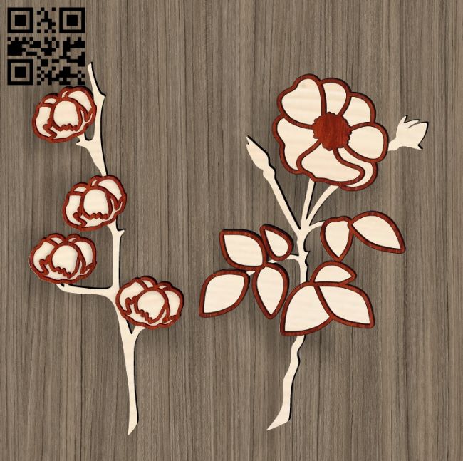 Flowers E0019065 file cdr and dxf free vector download for laser cut