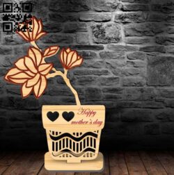 Flowers for mom vase E0019064 file cdr and dxf free vector download for laser cut