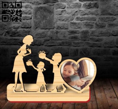 Happy Mother's day photo frame E0019074 file cdr and dxf free vector download for laser cut