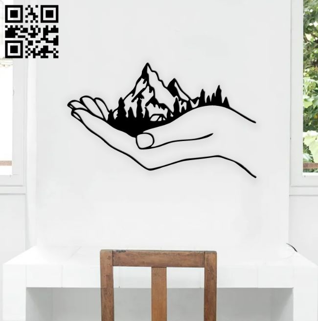Mountain in hand E0019049 file cdr and dxf free vector download for laser cut plasma