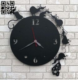 Mouse clock E0019086 file cdr and dxf free vector download for laser cut