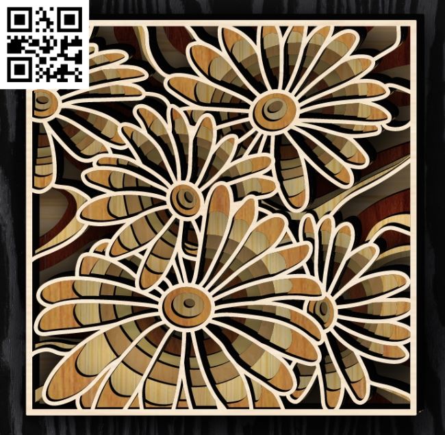 Multilayer Daisies E0018980 file cdr and dxf free vector download for laser cut