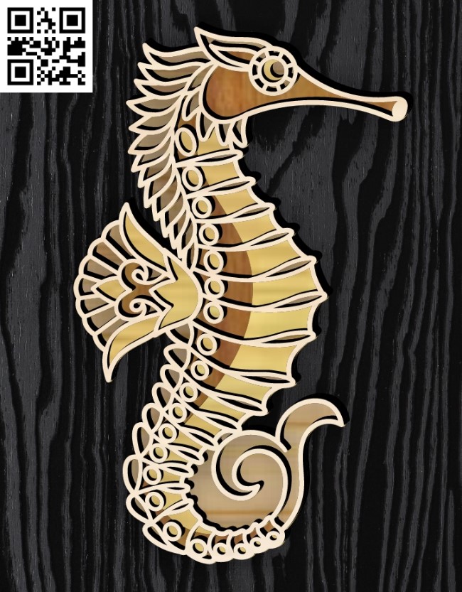 Multilayer Seahorse E0019173 file cdr and dxf free vector download for laser cut
