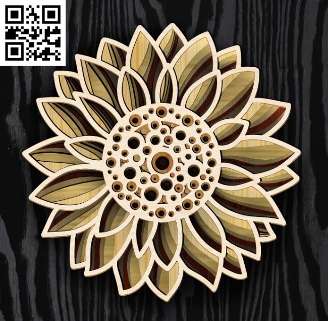 Multilayer Sunflower E0018979 file cdr and dxf free vector download for laser cut