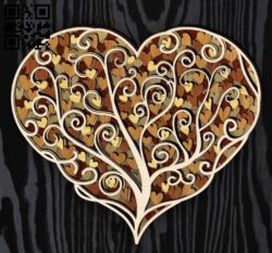 Multilayer tree heart E0019171 file cdr and dxf free vector download for laser cut
