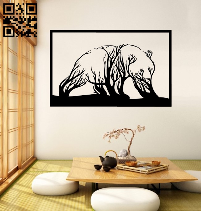 Panda wall decor E0019117 file cdr and dxf free vector download for laser cut plasma