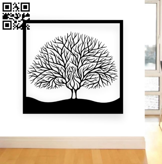 Peacock tree wall art E00191450 file cdr and dxf free vector download for laser cut plasma