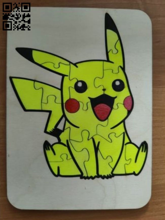 Pikachu puzzle E0018953 file cdr and dxf free vector download for Laser cut