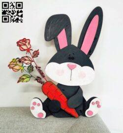 Rabbit WIth Carrot Vase E0019002 file cdr and dxf free vector download for laser cut