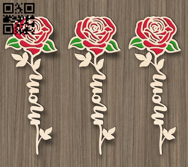 Rose for mom E0019056 file cdr and dxf free vector download for laser cut