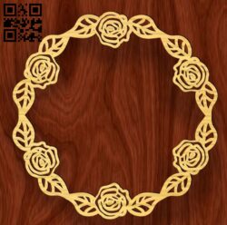 Rose wreath E0019091 file cdr and dxf free vector download for laser cut