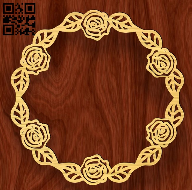 Rose wreath E0019091 file cdr and dxf free vector download for laser cut