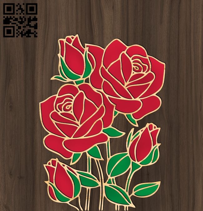 Roses E0019048 file cdr and dxf free vector download for laser cut
