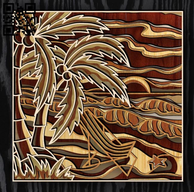 Multilayer beach framed E0019036 file cdr and dxf free vector download for laser cut