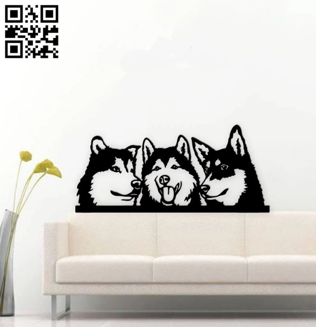 Three huskies dog E0019016 file cdr and dxf free vector download for laser cut plasma