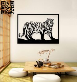 Tiger tree wall decor E0019100 file cdr and dxf free vector download for laser cut plasma