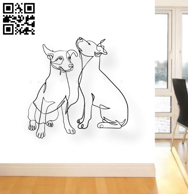 Two dogs line art E0018995 file cdr and dxf free vector download for laser cut plasma