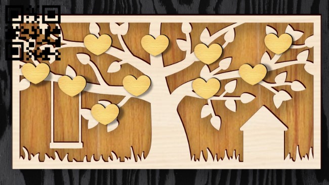 Family Tree E0019175 file cdr and dxf free vector download for laser cut